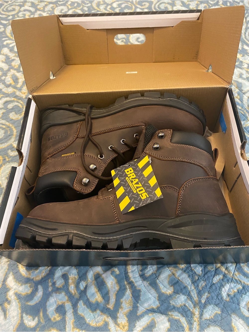 Brazos Men's Brown Work Boots with Rugged Lug Sole